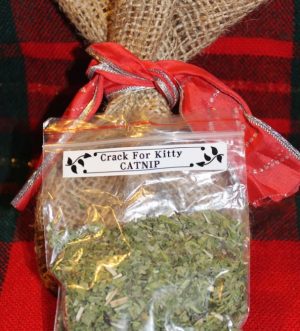 Christmas Organic Catnip in a Burlap Bag